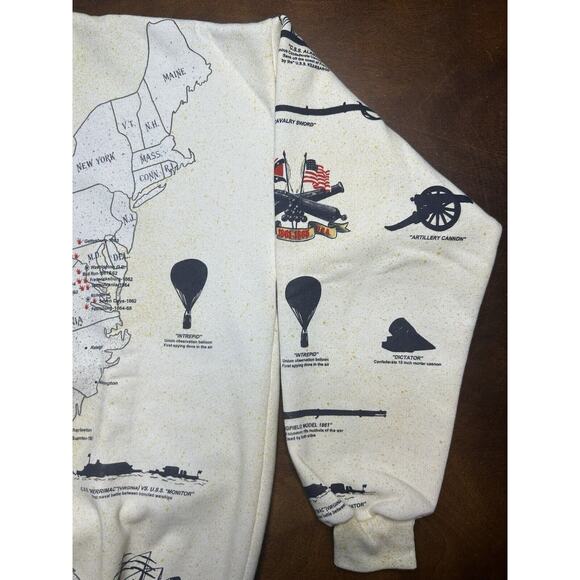 VTG 90s American Civil War History Crewneck Pullover Sweatshirt Size 2XL USA Map - Picture 11 of 14